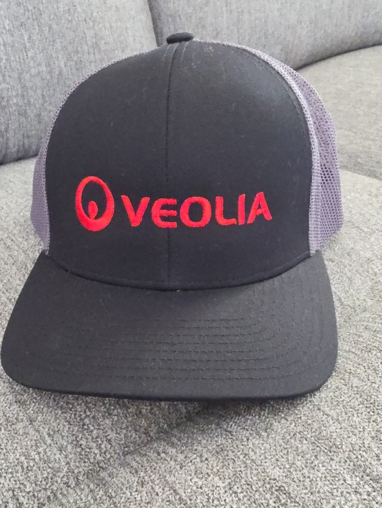 Veolia Black Trucker Hat with Red Logo